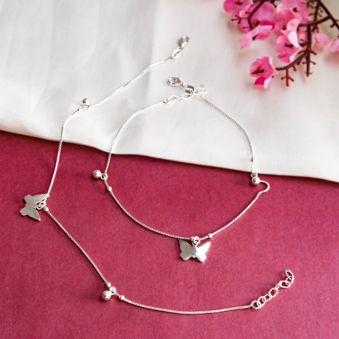 Silver Butterfly Anklet