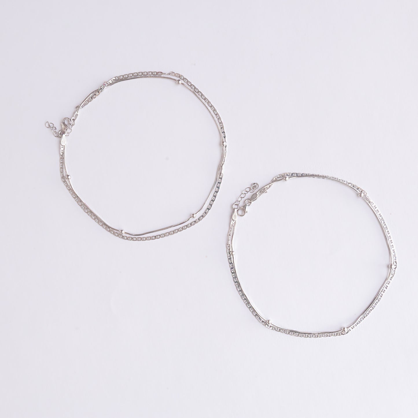 Double Layered Silver Anklet
