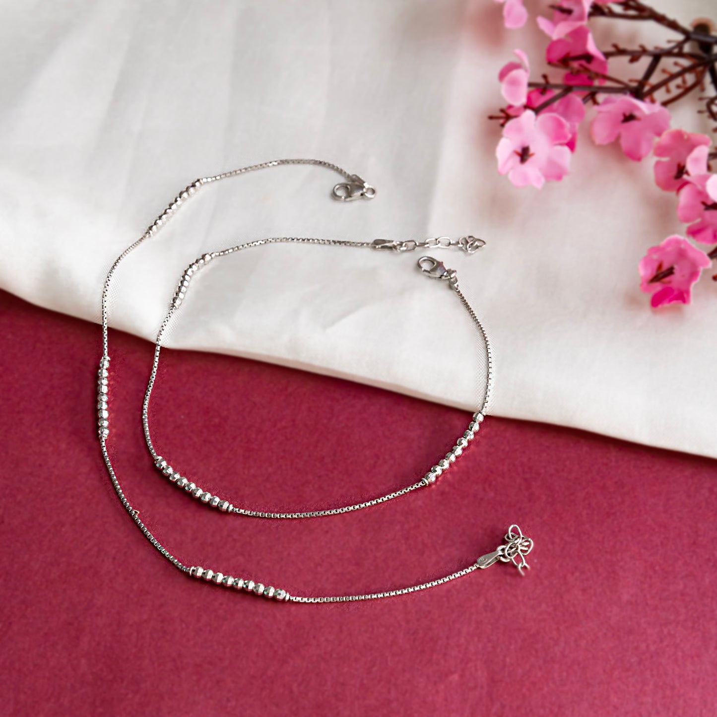 Delicate Moti Silver Anklet