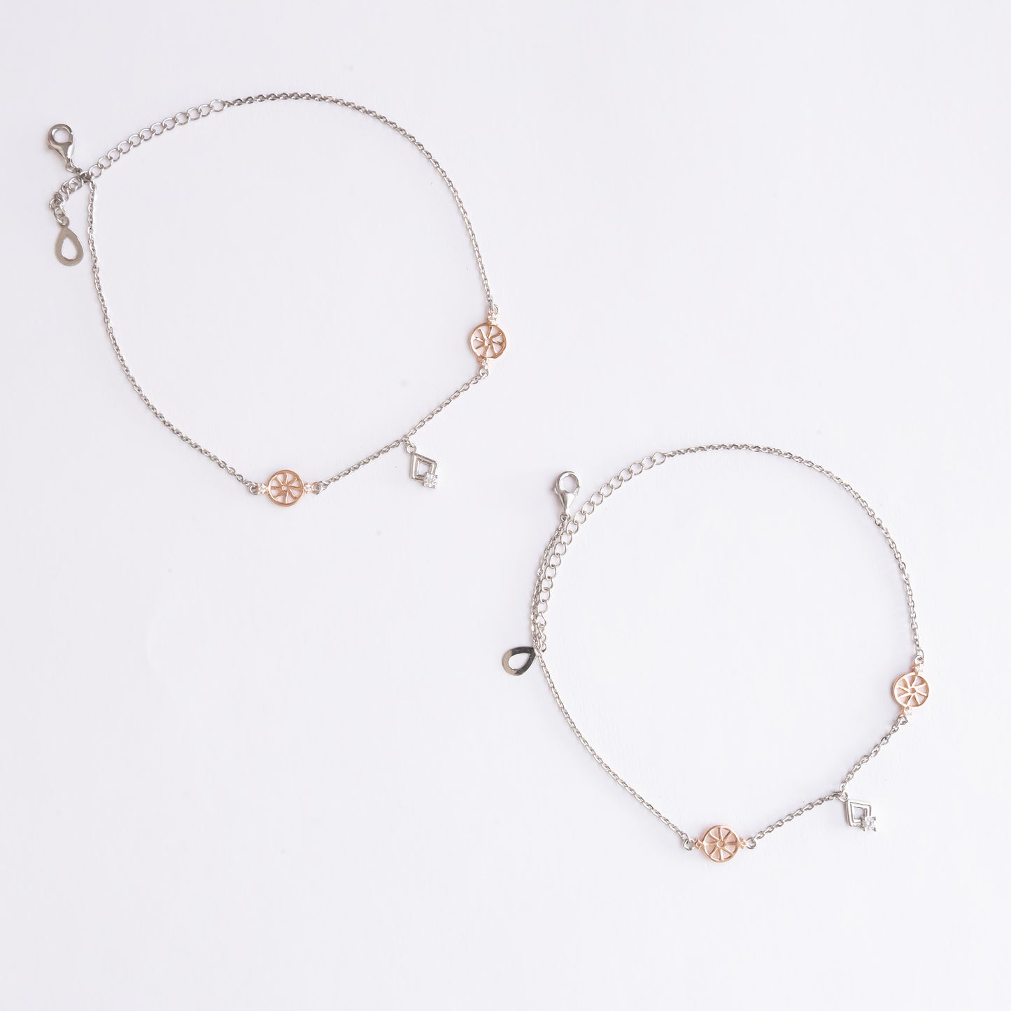 Rose gold Silver Wheel Anklet
