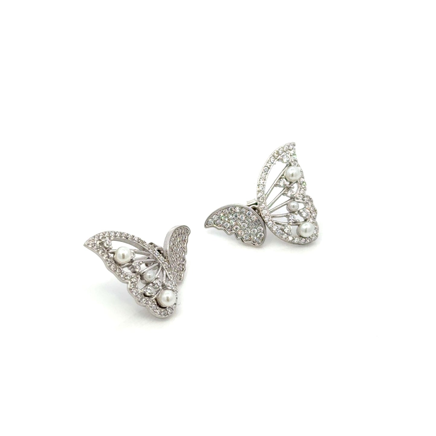 Silver Butterfly Designer Diamond Studded Earrings