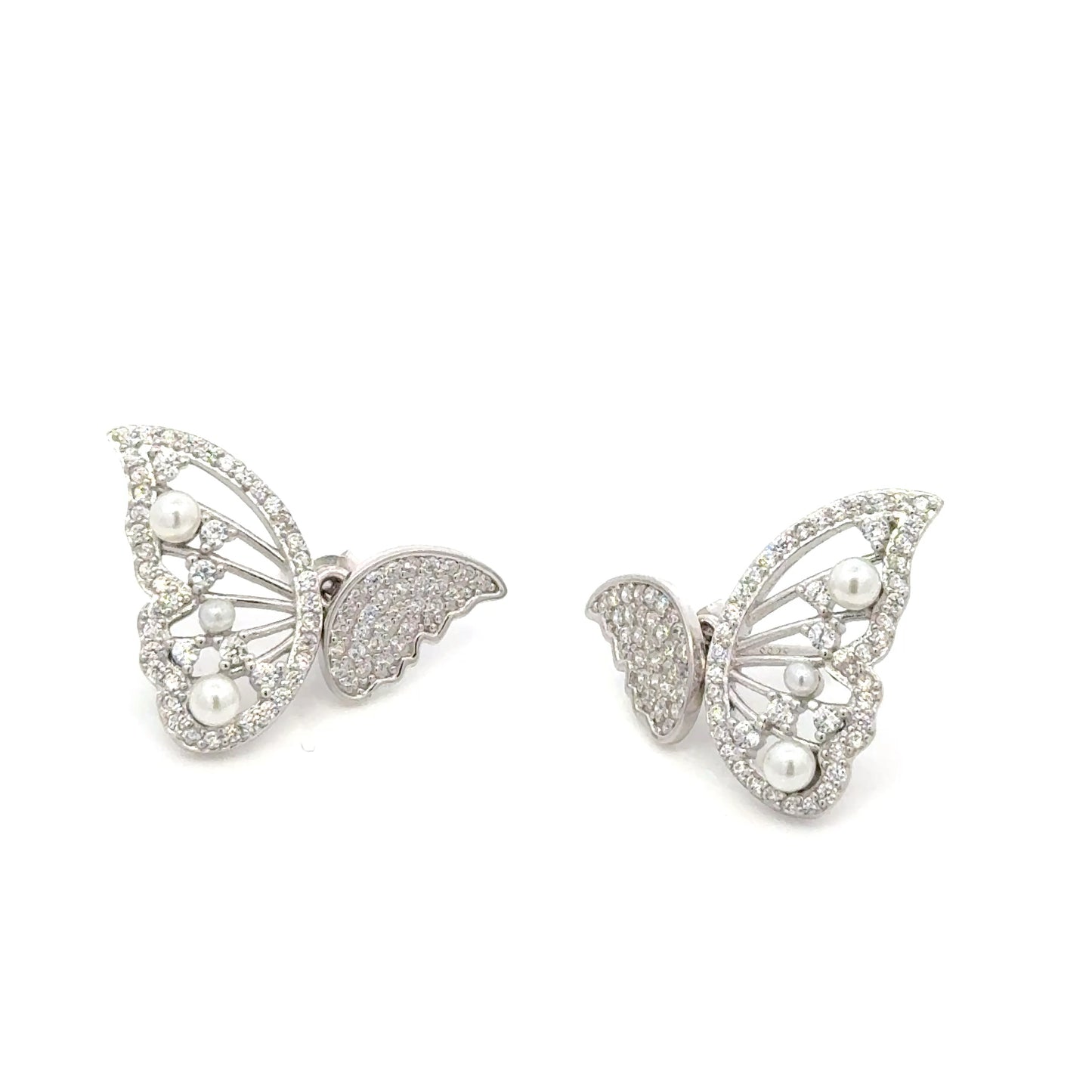 Silver Butterfly Designer Diamond Studded Earrings