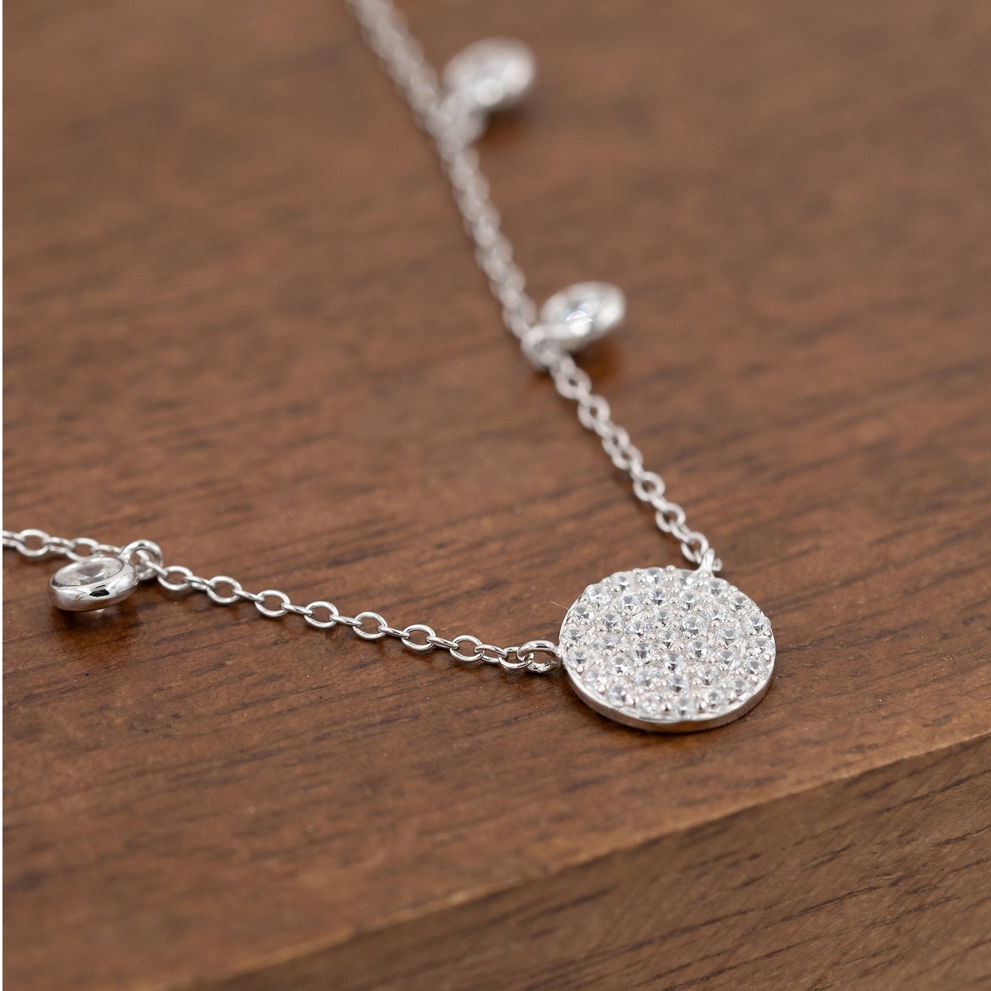 Silver Single Strand Crystal Necklace