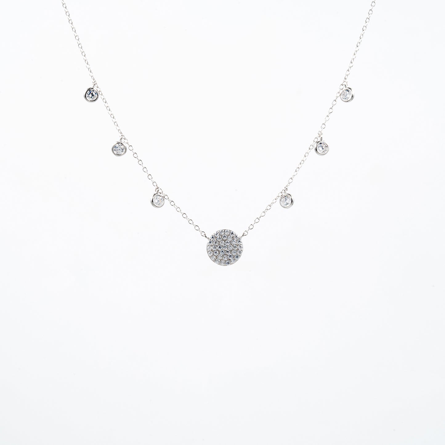 Silver Single Strand Crystal Necklace