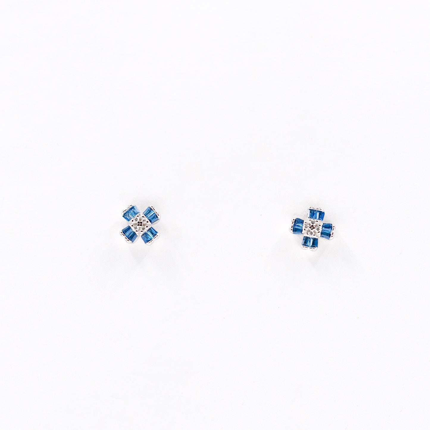 Silver Blue Floral Charm Jewelry Set