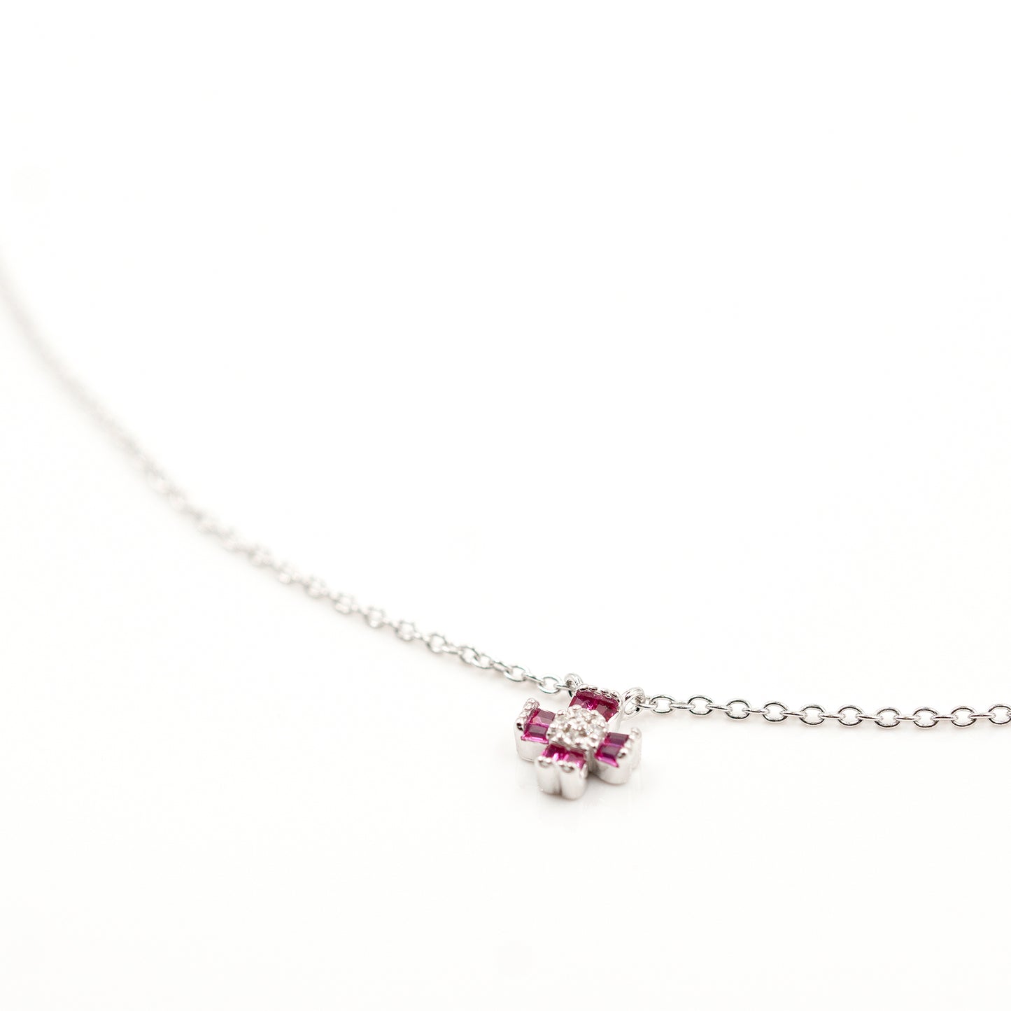 Silver Pink Floral Charm Jewelry Set