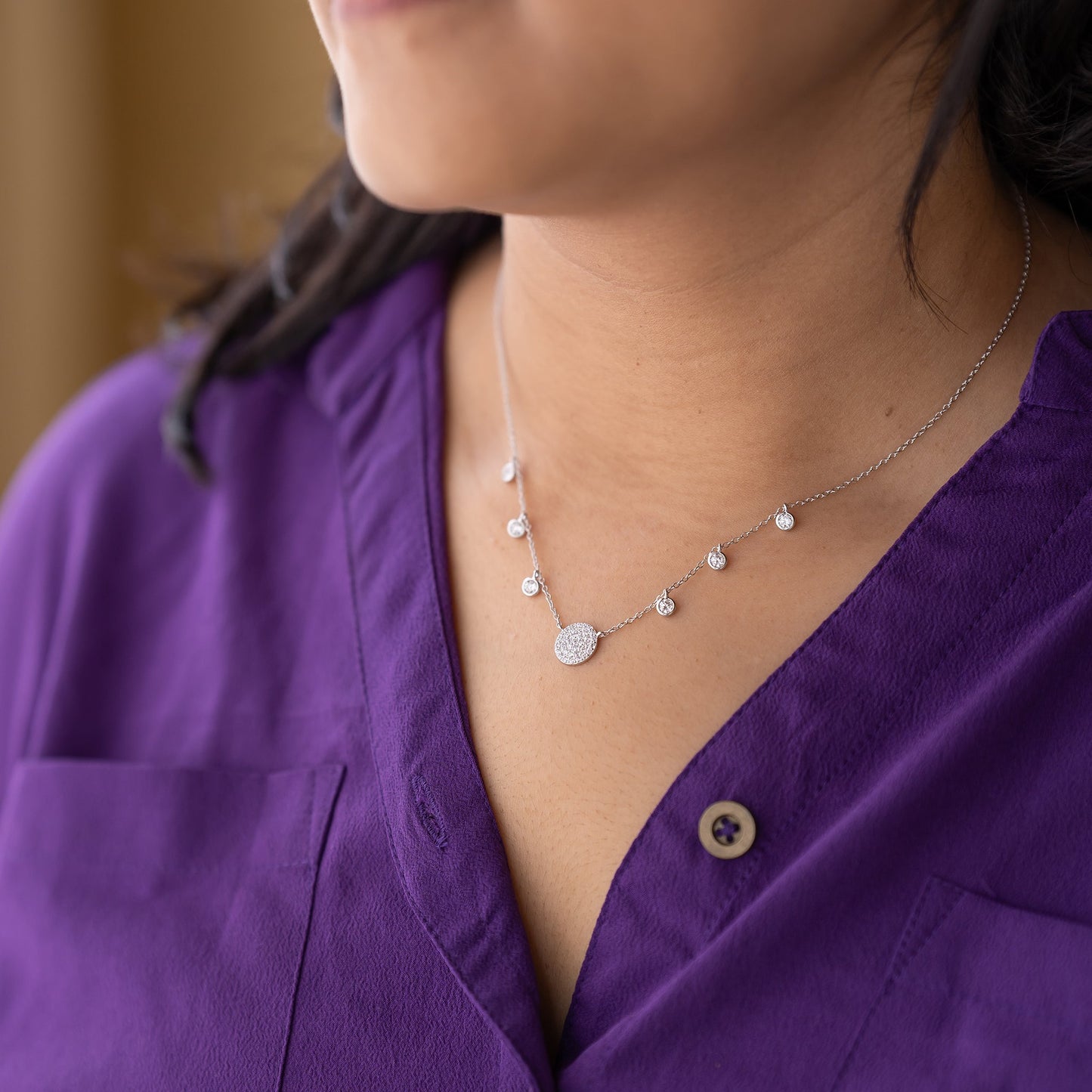 Silver Single Strand Crystal Necklace