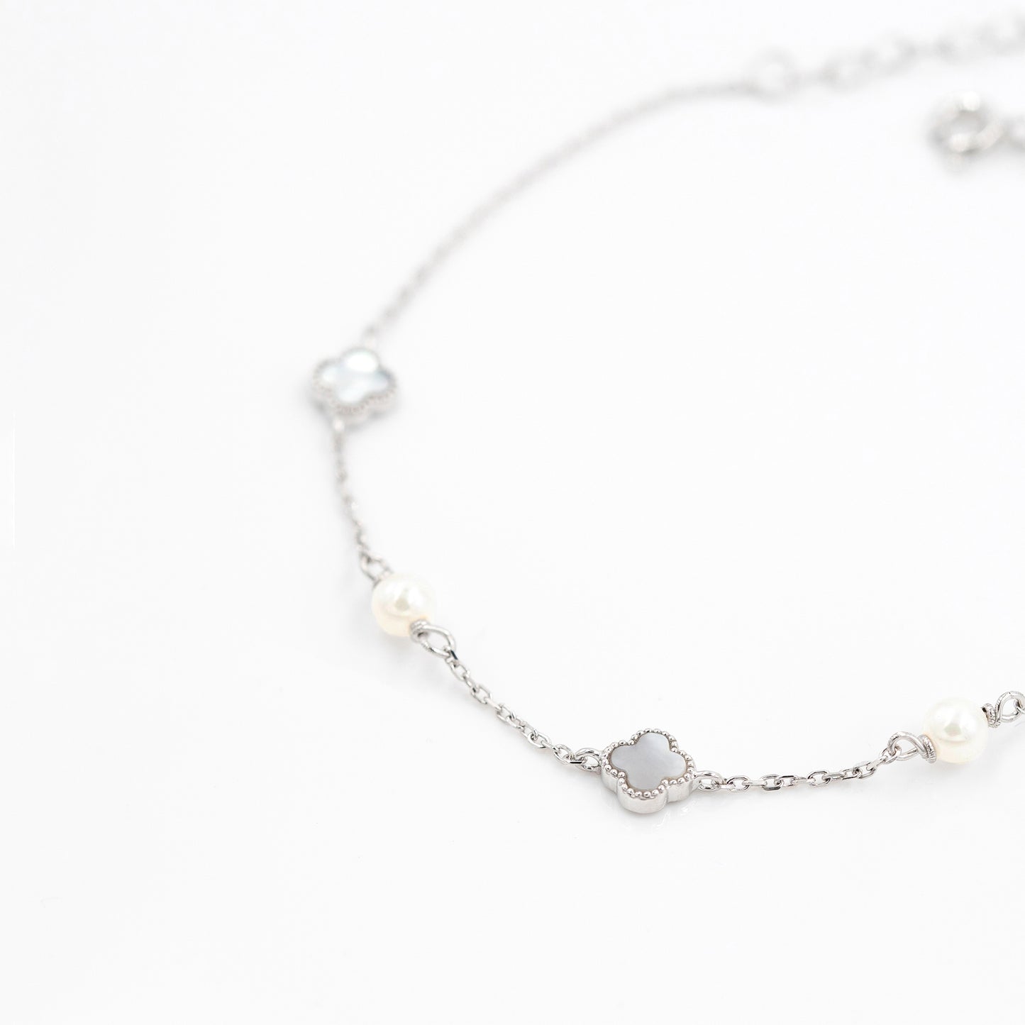 Silver Pearlescent Enamel Bracelet