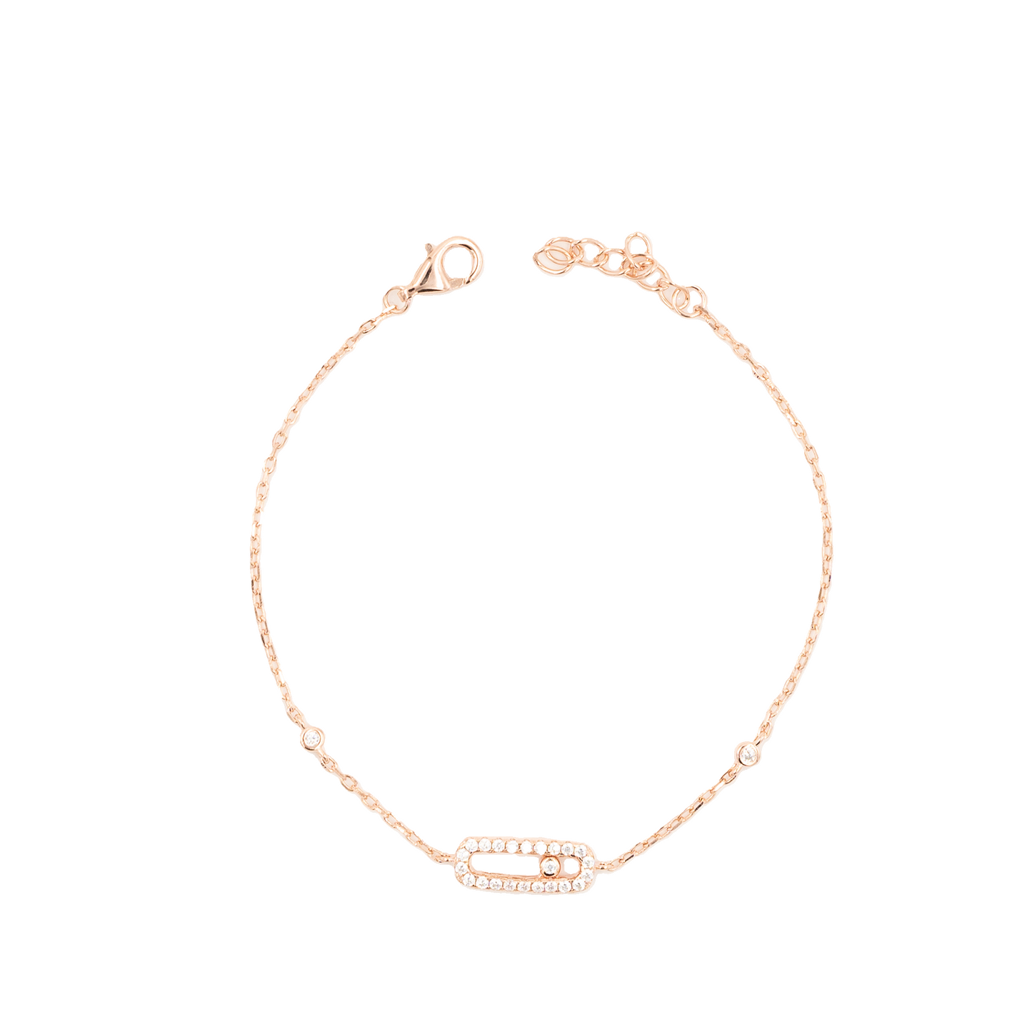 Rose Gold Diamond Rectangle Delicate Bracelet