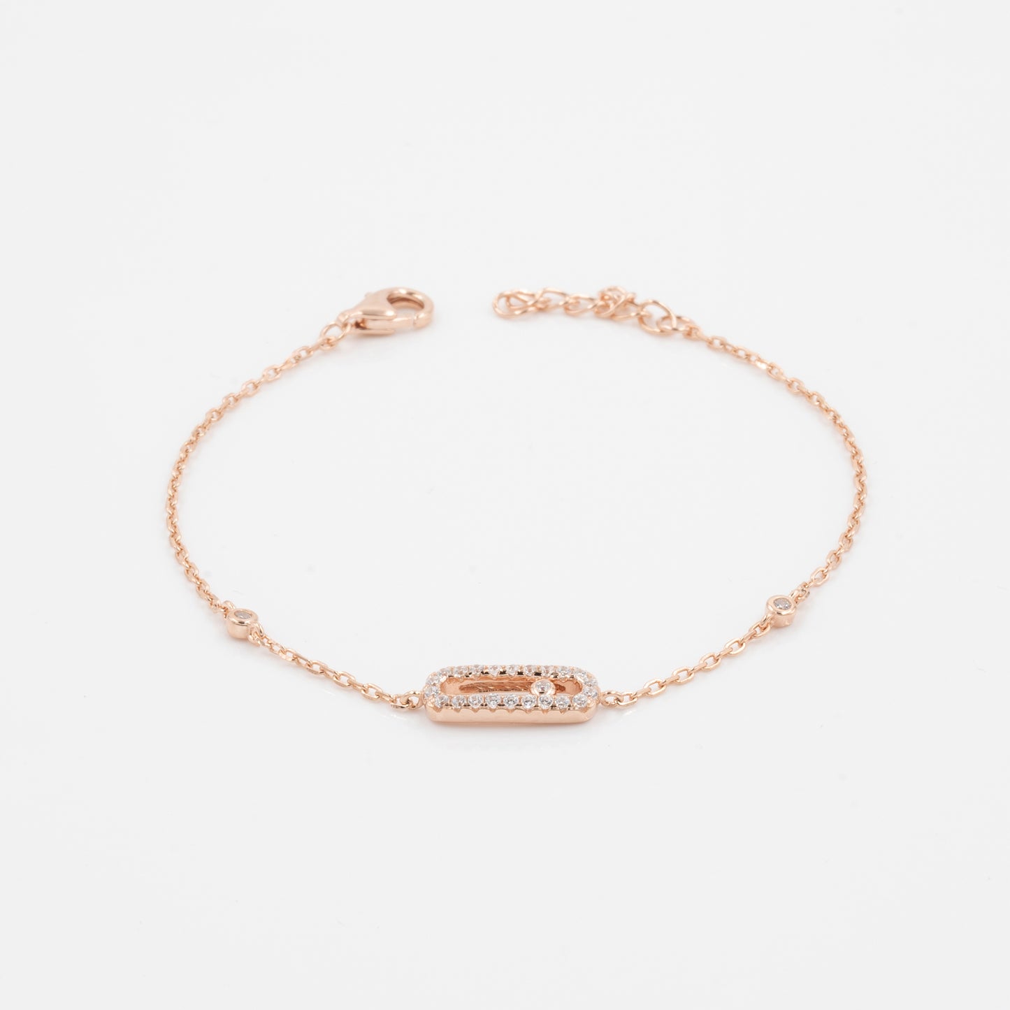 Rose Gold Diamond Rectangle Delicate Bracelet
