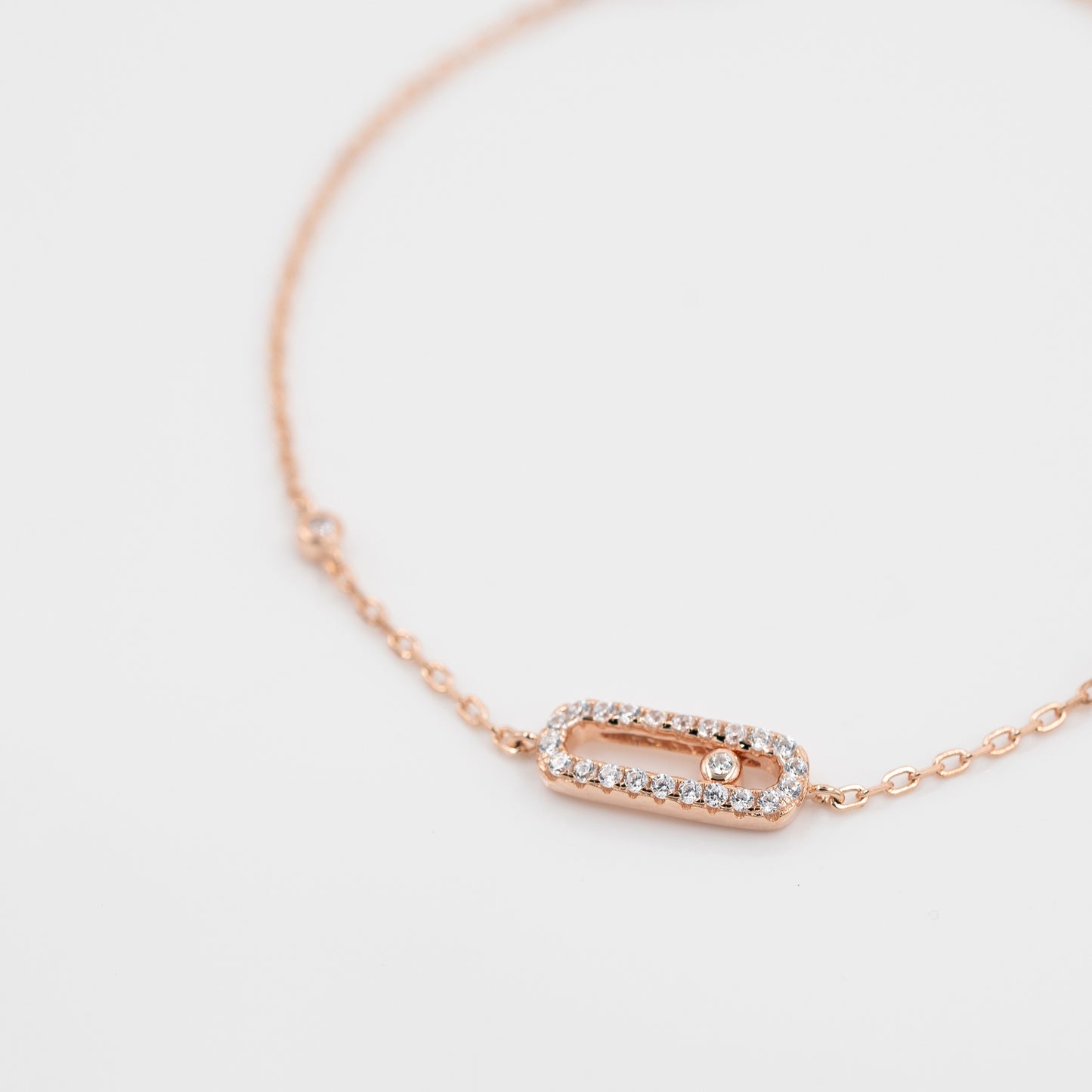 Rose Gold Diamond Rectangle Delicate Bracelet