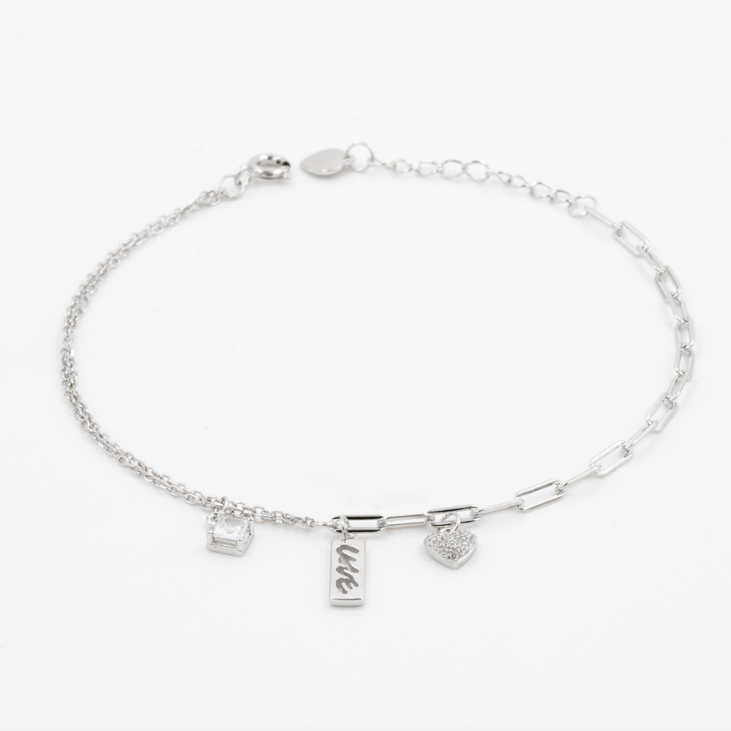 Silver Love-Inscribed Delicate Bracelet