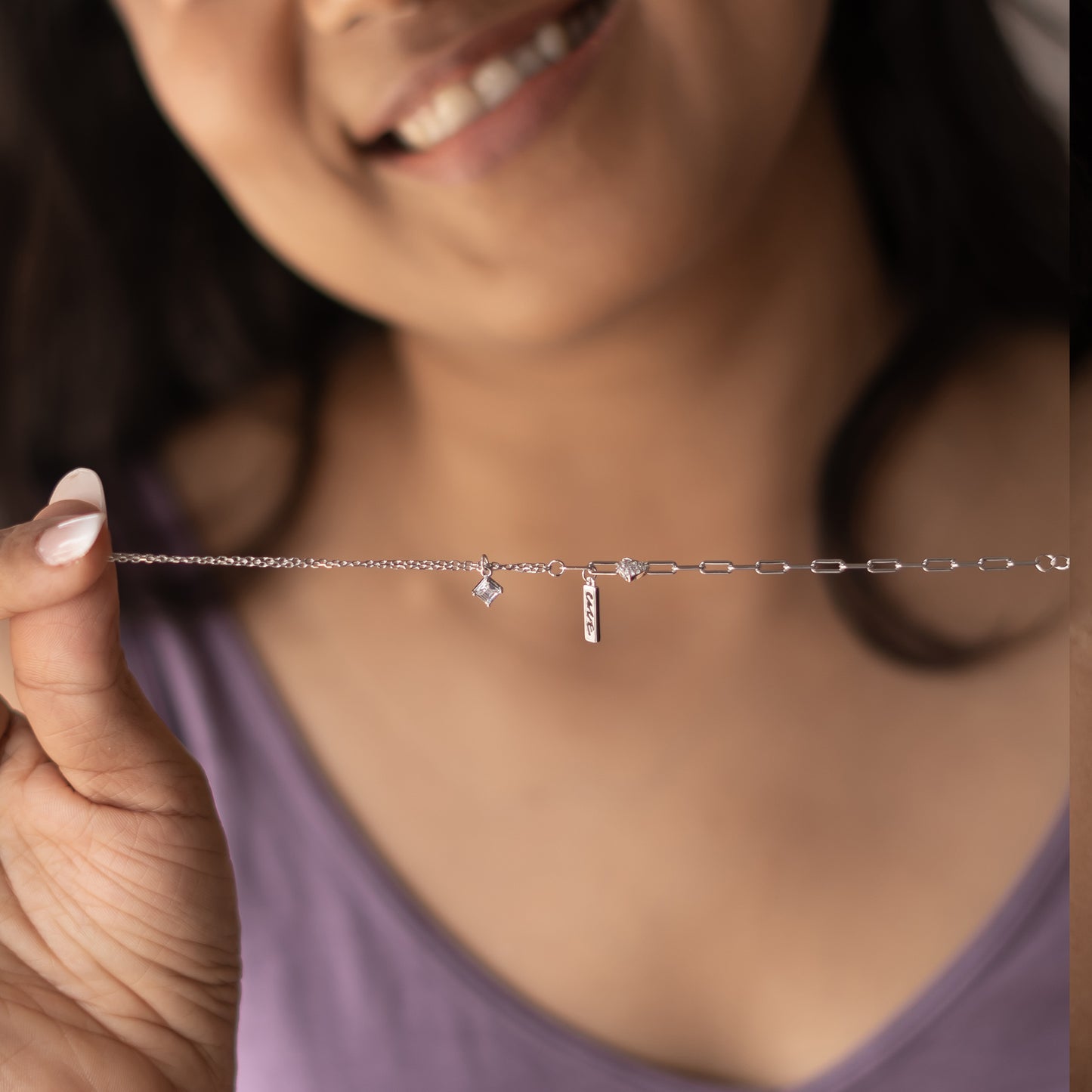 Silver Love-Inscribed Delicate Bracelet