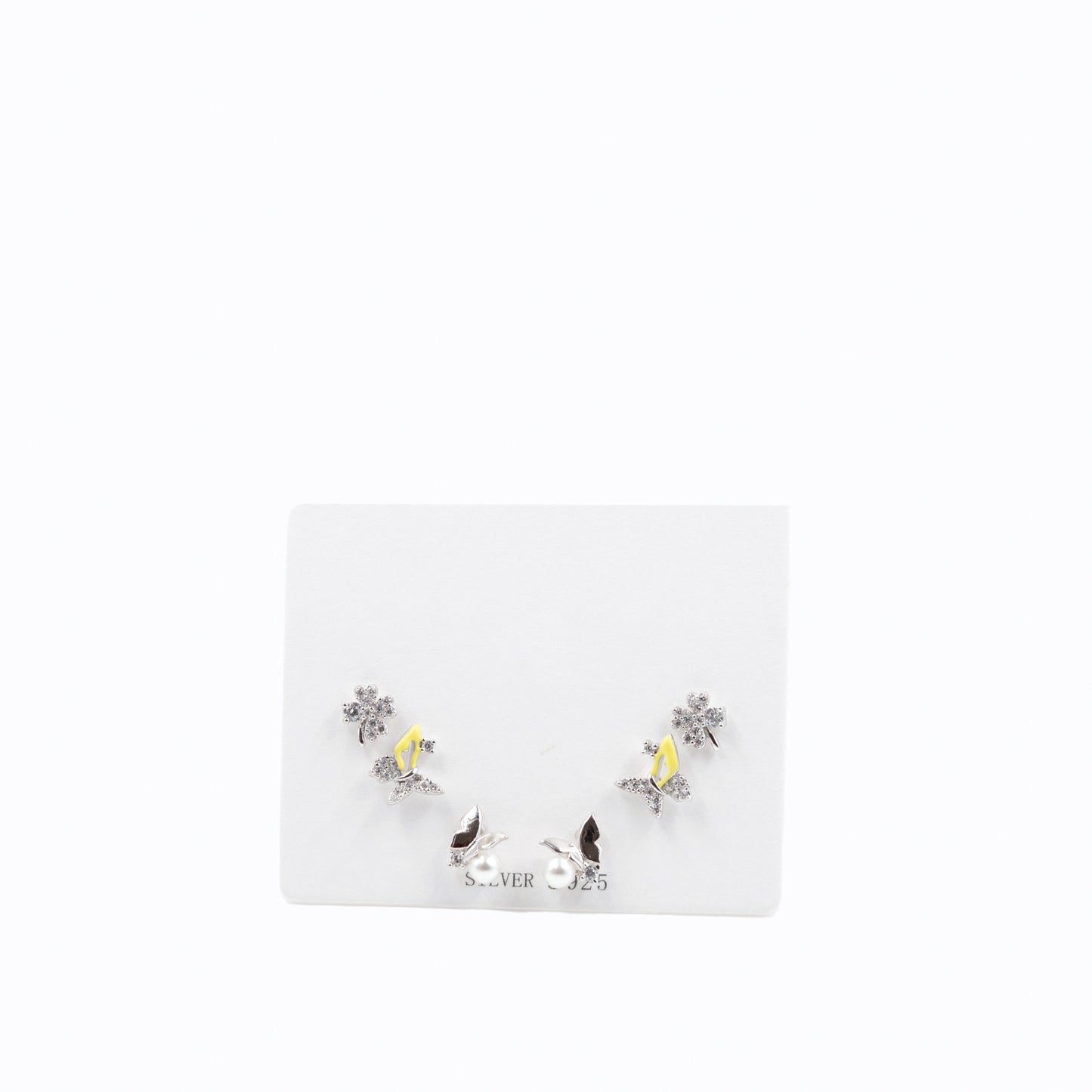 Silver Radiant Butterfly Trio Earrings