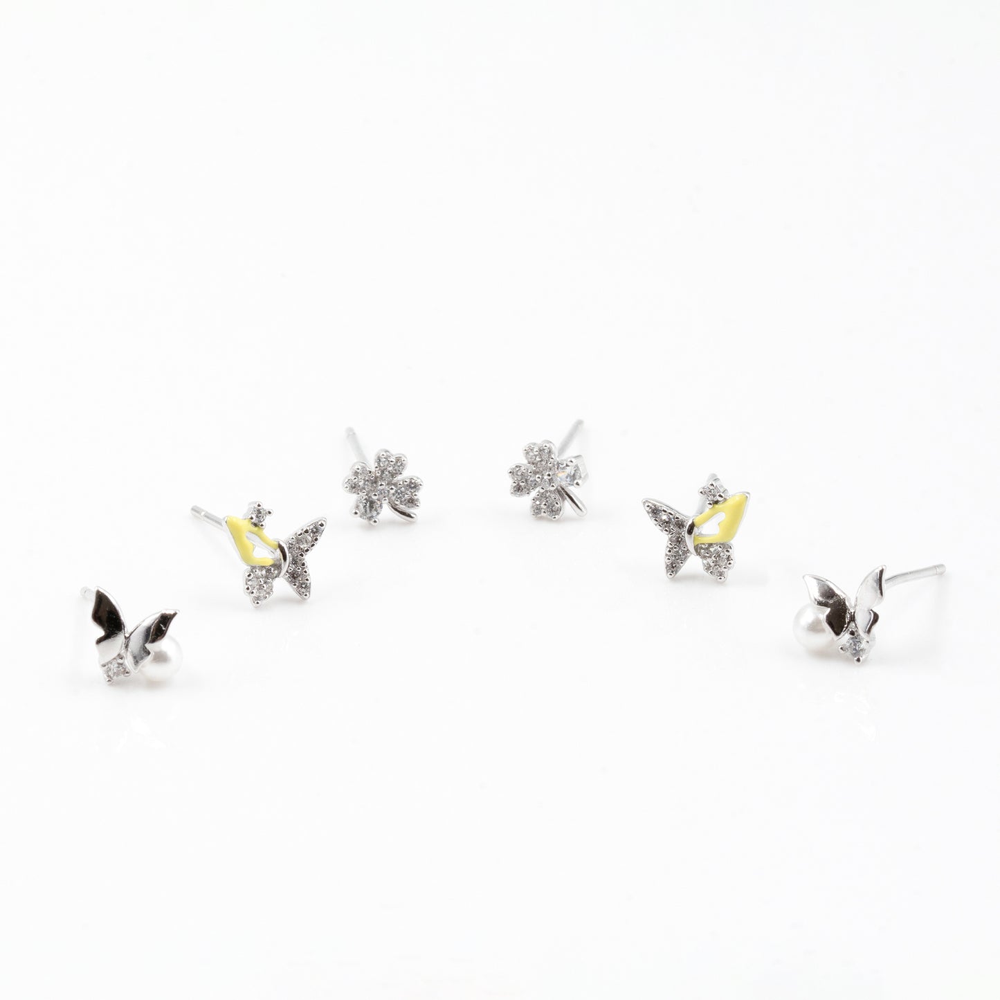 Silver Radiant Butterfly Trio Earrings
