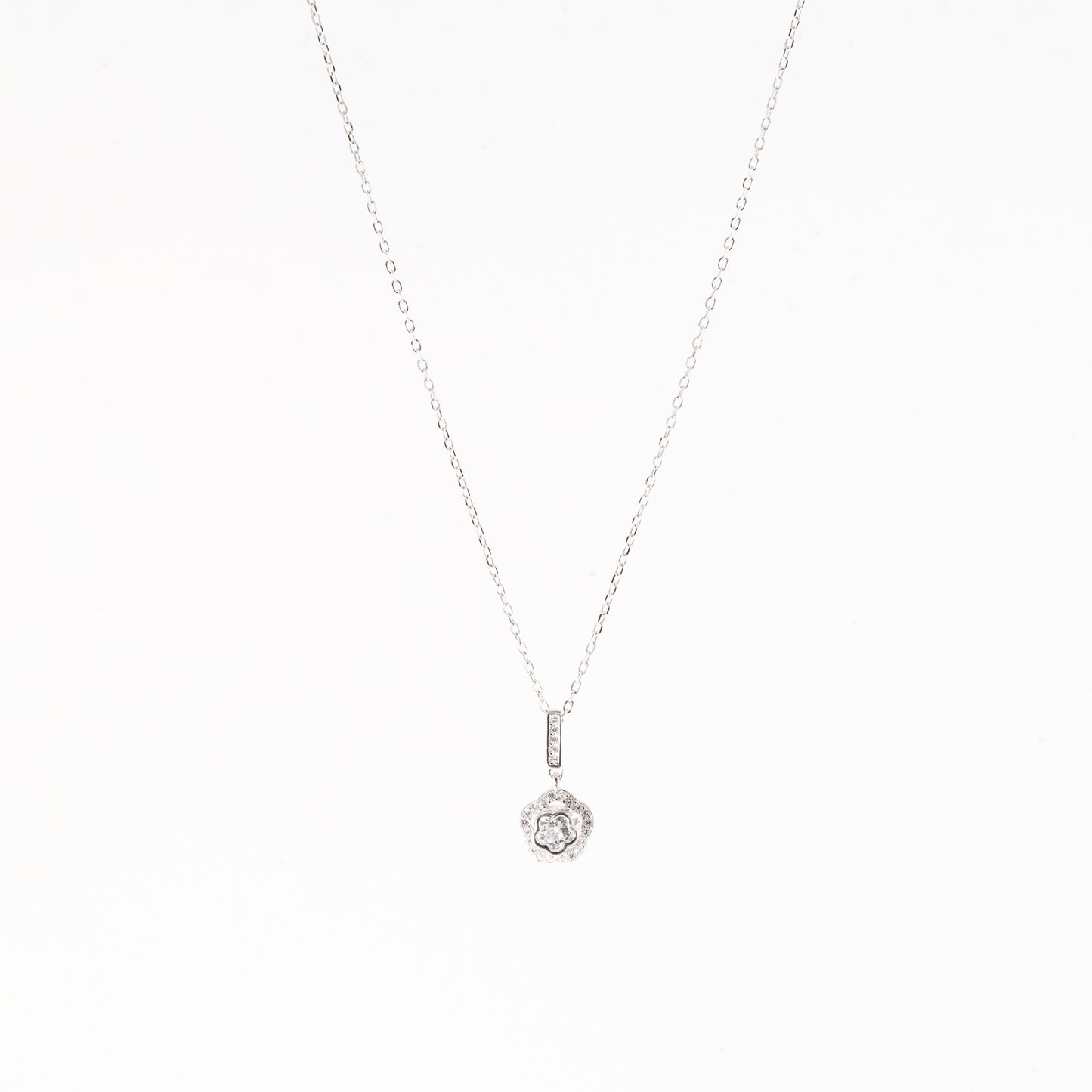 Silver Blossom Solitaire Necklace