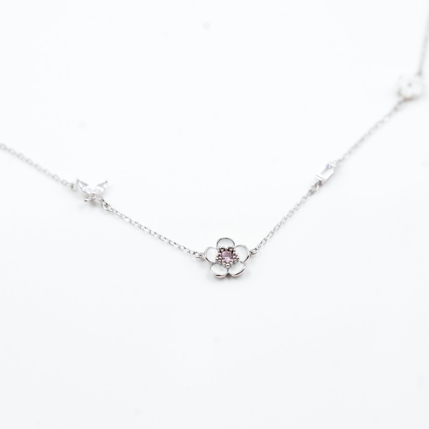 Silver Floral Fantasy Enamel Necklace