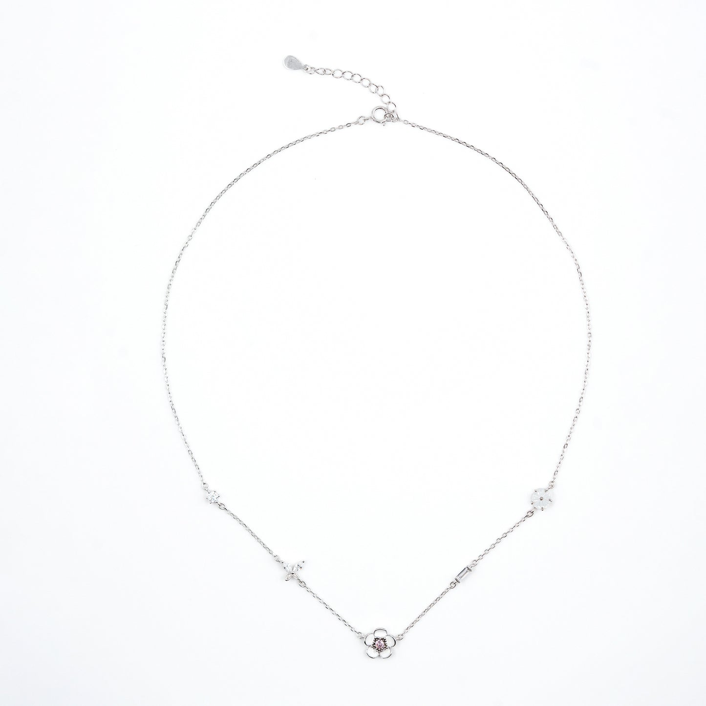 Silver Floral Fantasy Enamel Necklace