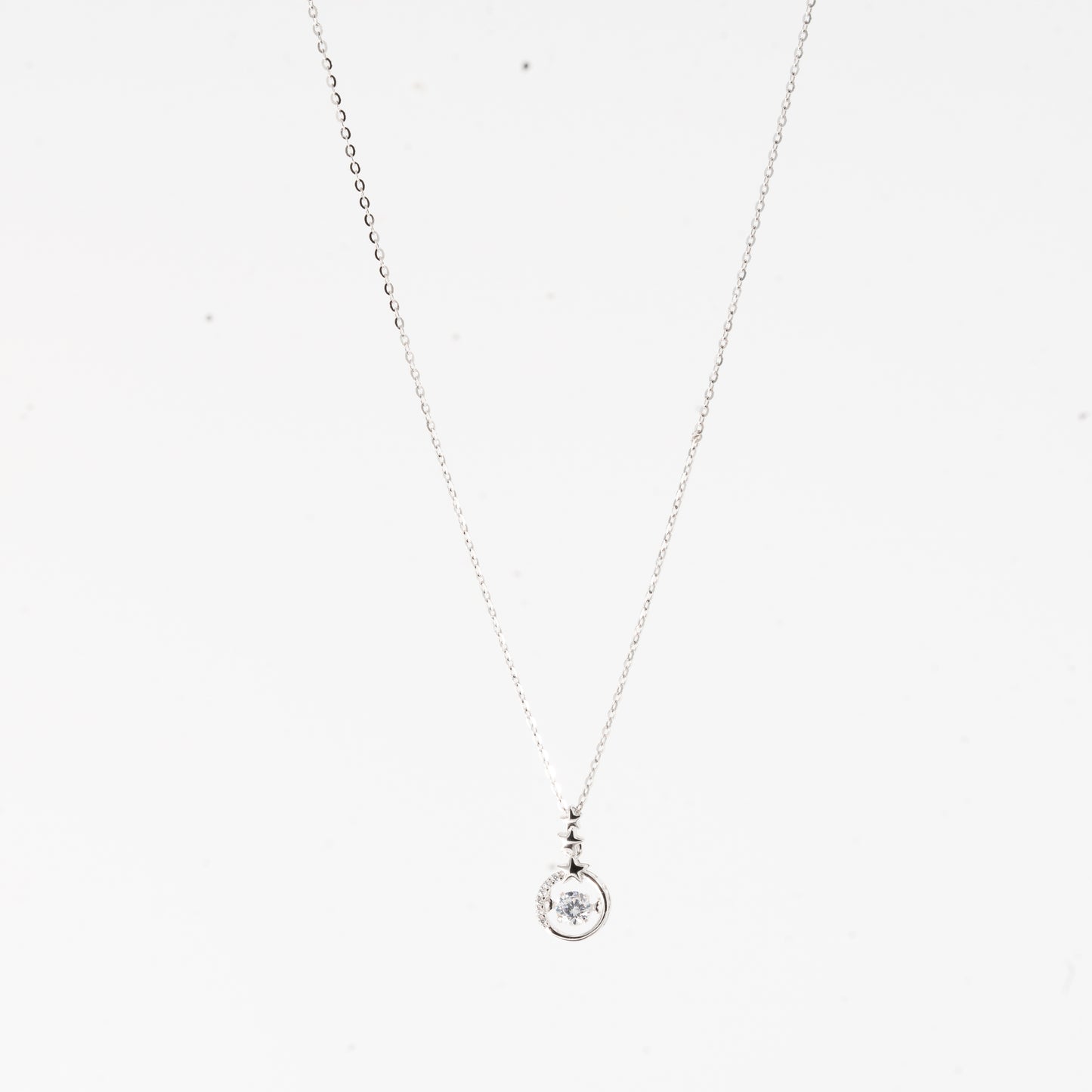 Silver Dazzling Diamond Circle Necklace