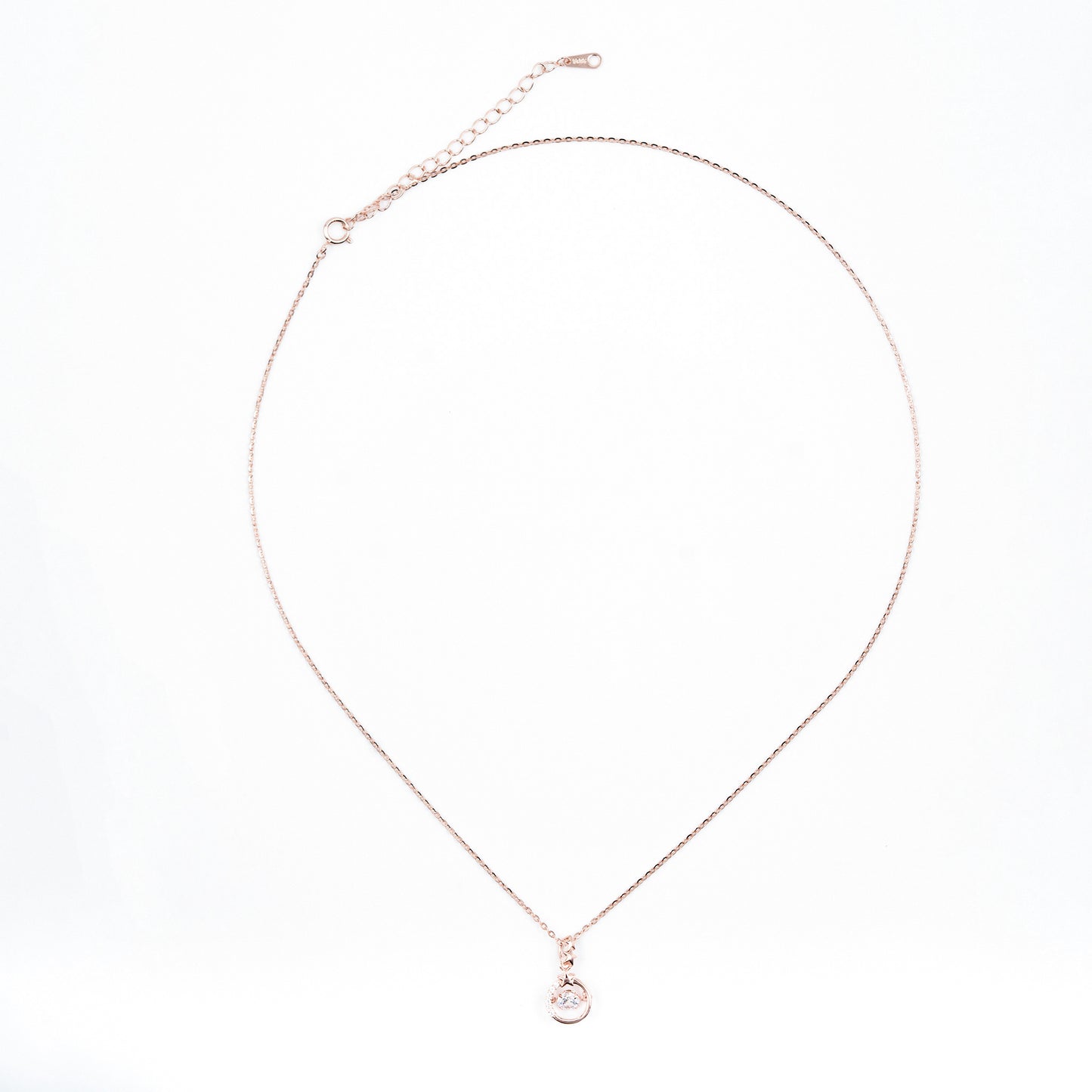 Rose Gold Dazzling Diamond Circle Necklace