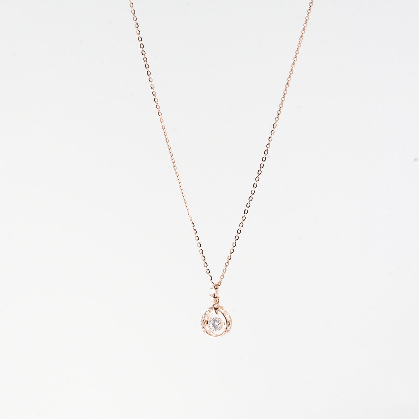 Rose Gold Dazzling Diamond Circle Necklace