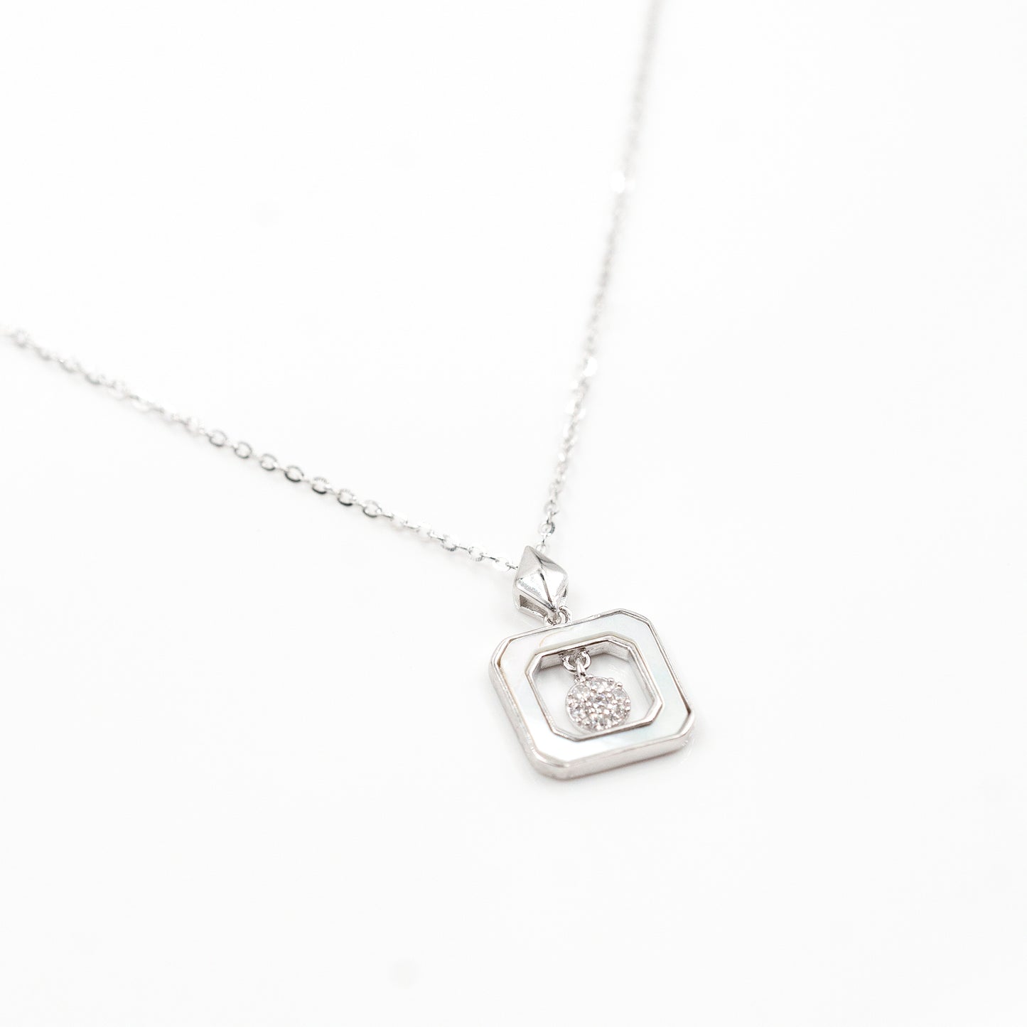 Silver Enamel Elegance Diamond Necklace