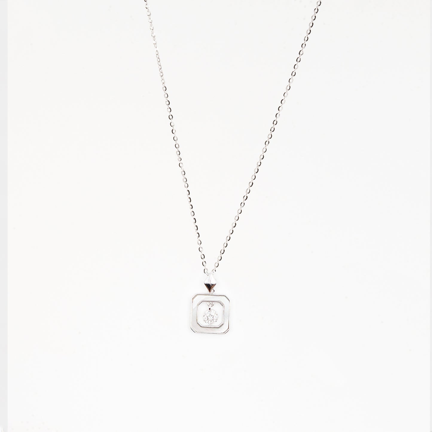 Silver Enamel Elegance Diamond Necklace
