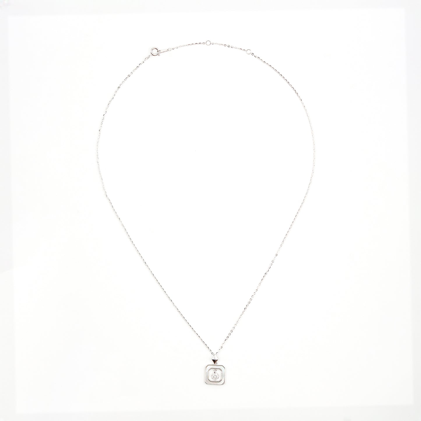 Silver Enamel Elegance Diamond Necklace