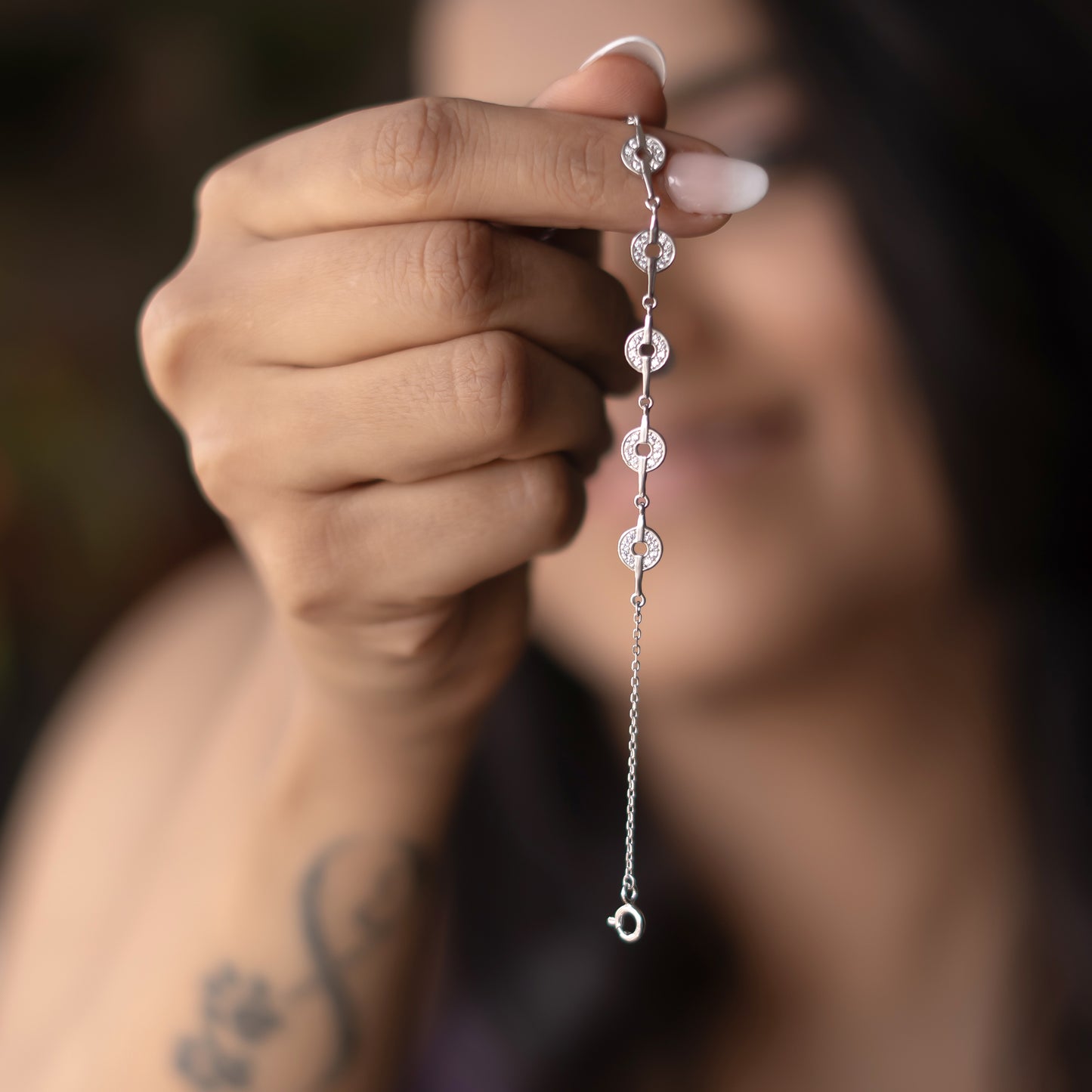 Silver Sparkling Circle Bracelet