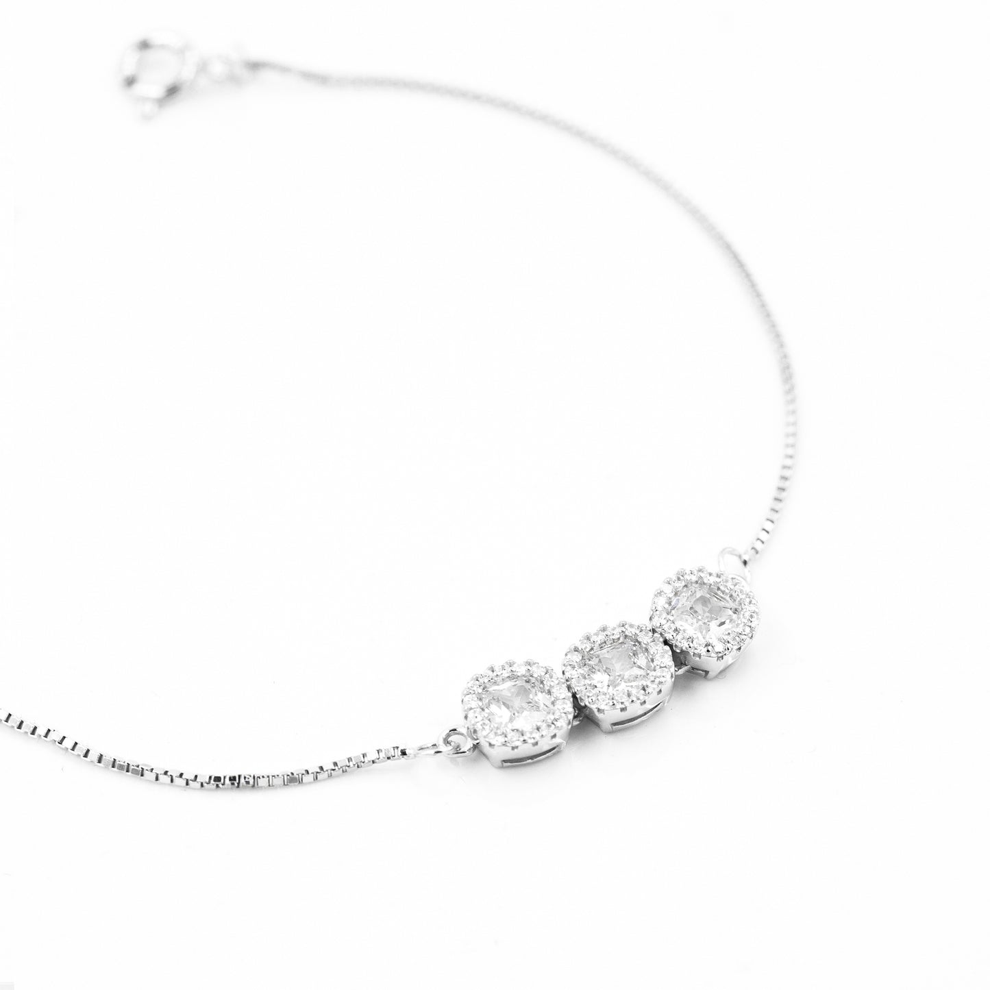 Silver Triple Circle Solitaire Bracelet