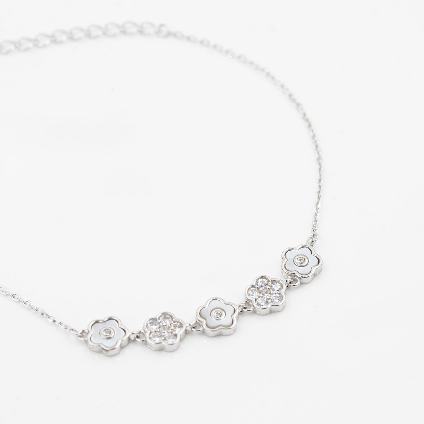 Silver Blooming Diamond Enamel Bracelet