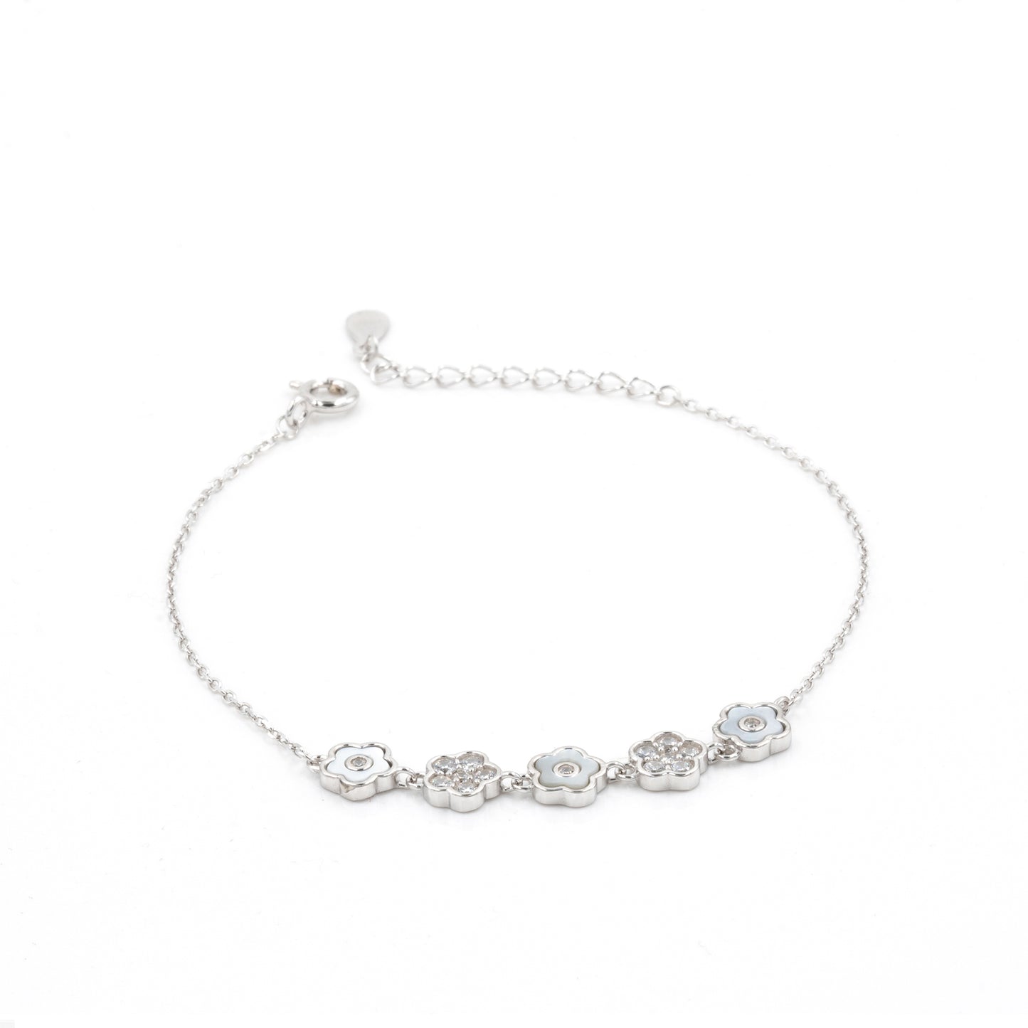 Silver Blooming Diamond Enamel Bracelet