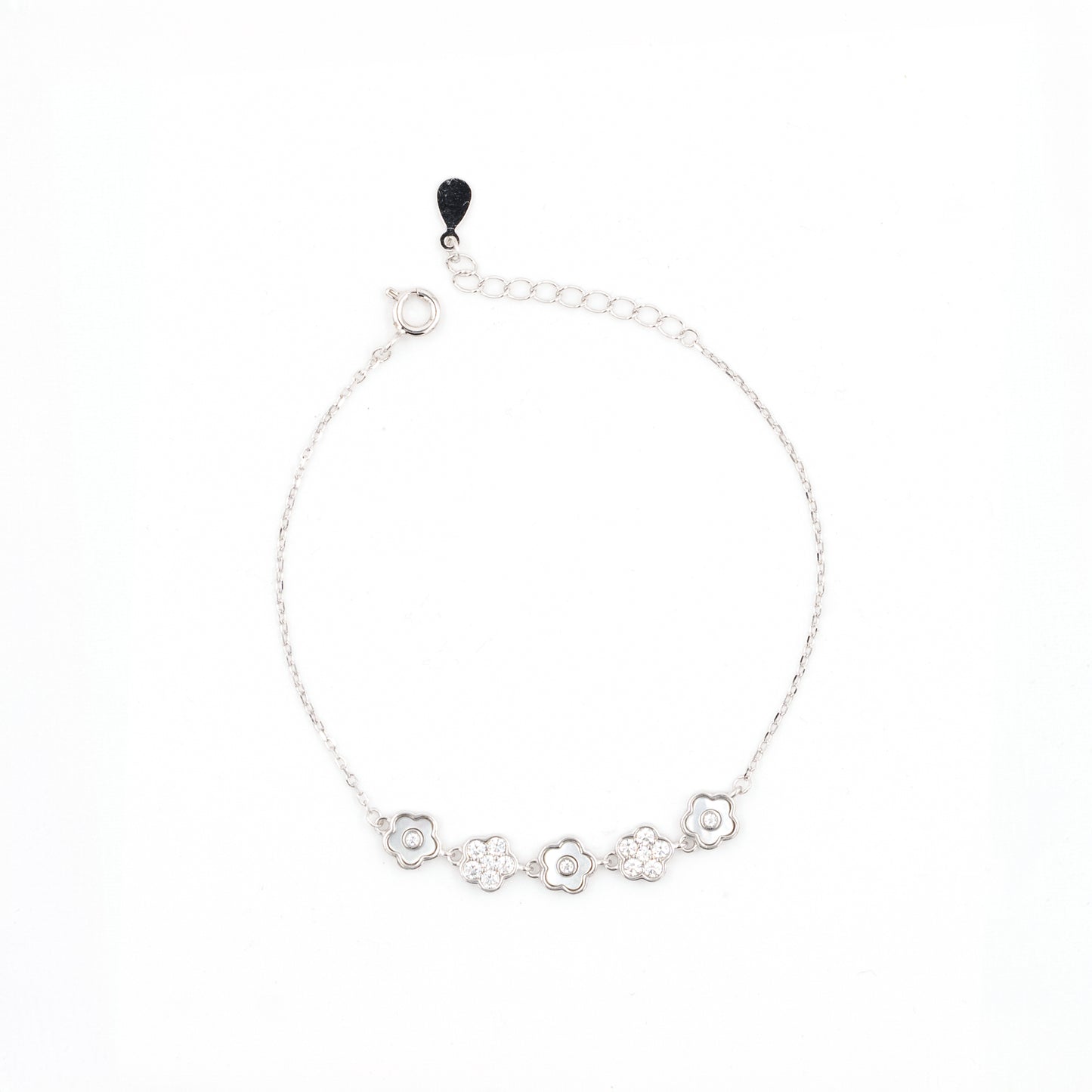 Silver Blooming Diamond Enamel Bracelet