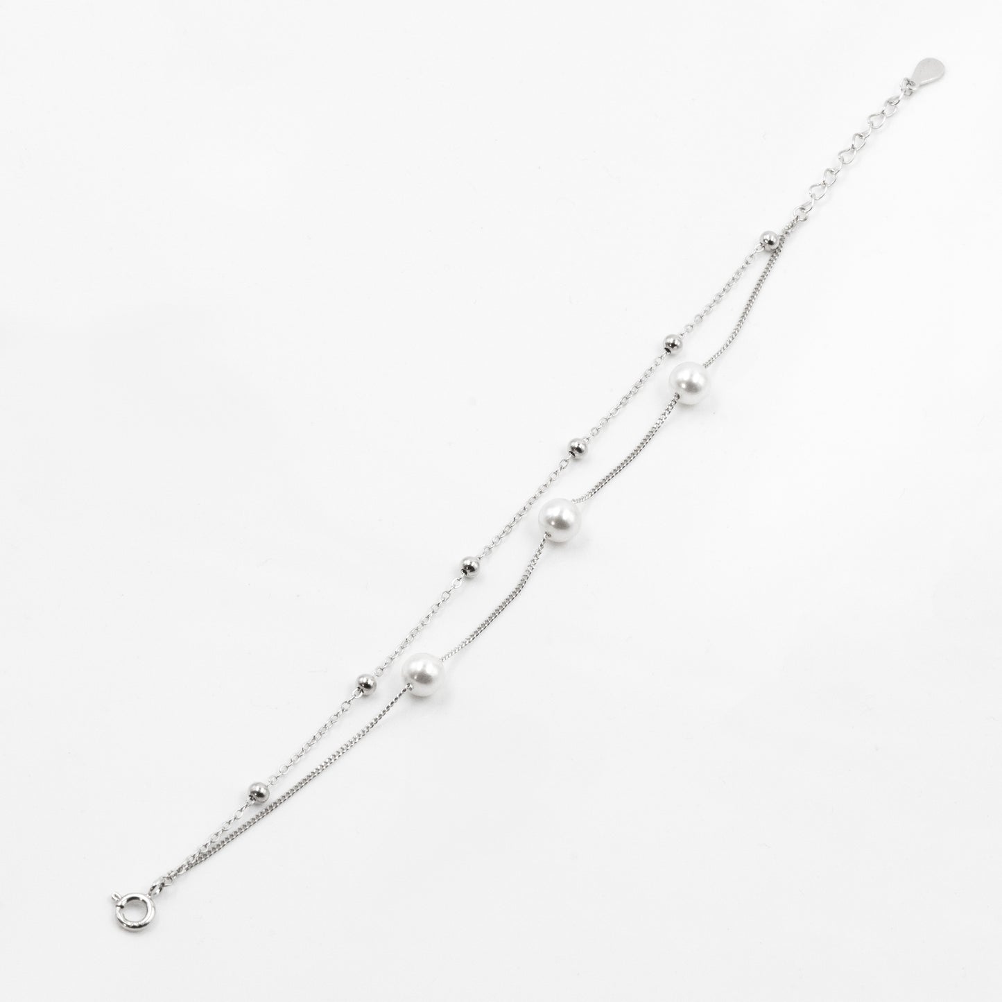 Silver Dual Delight Pearl Bracelet