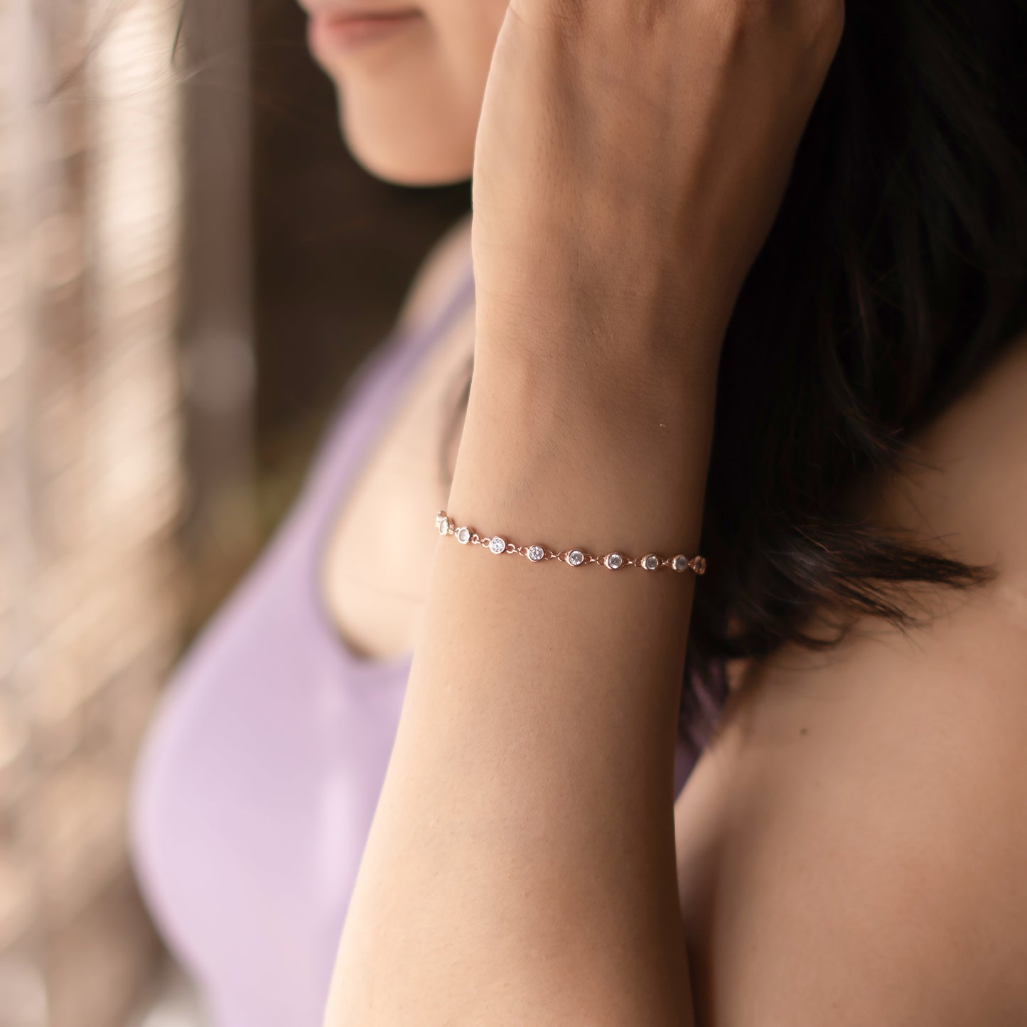 Rose Gold Petite round Tennis Bracelet