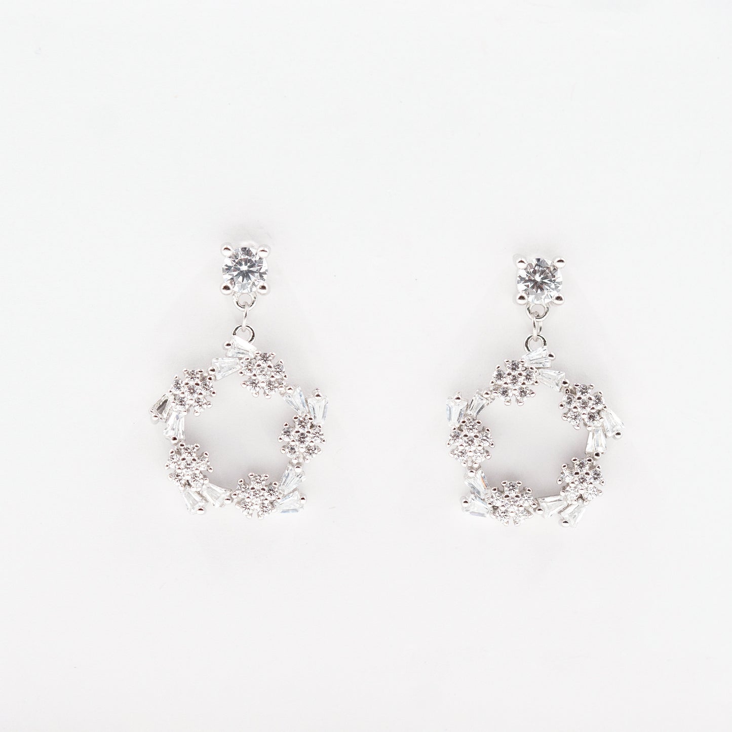 Silver Petal Drop Dangler Earrings