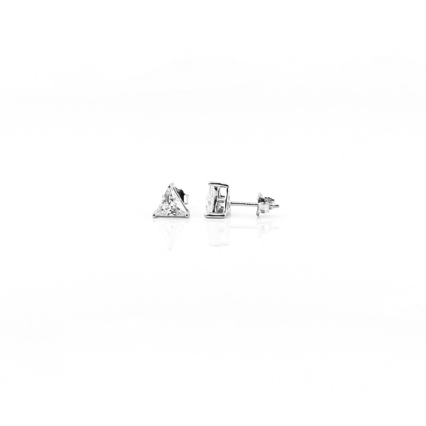 Silver Tri-Sparkle Solitaire Earrings