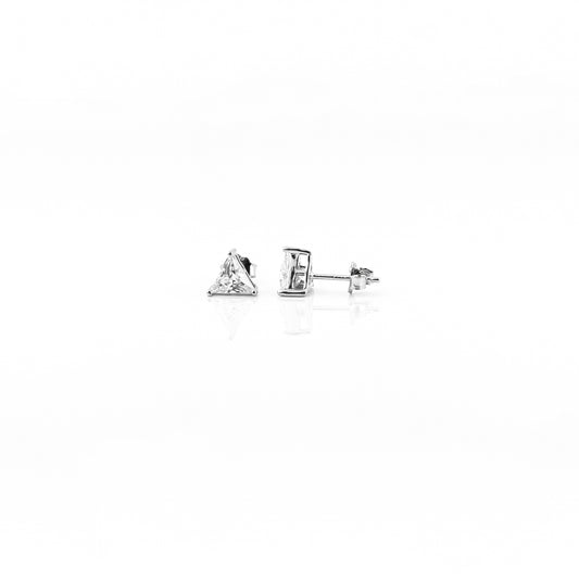 Silver Tri-Sparkle Solitaire Earrings