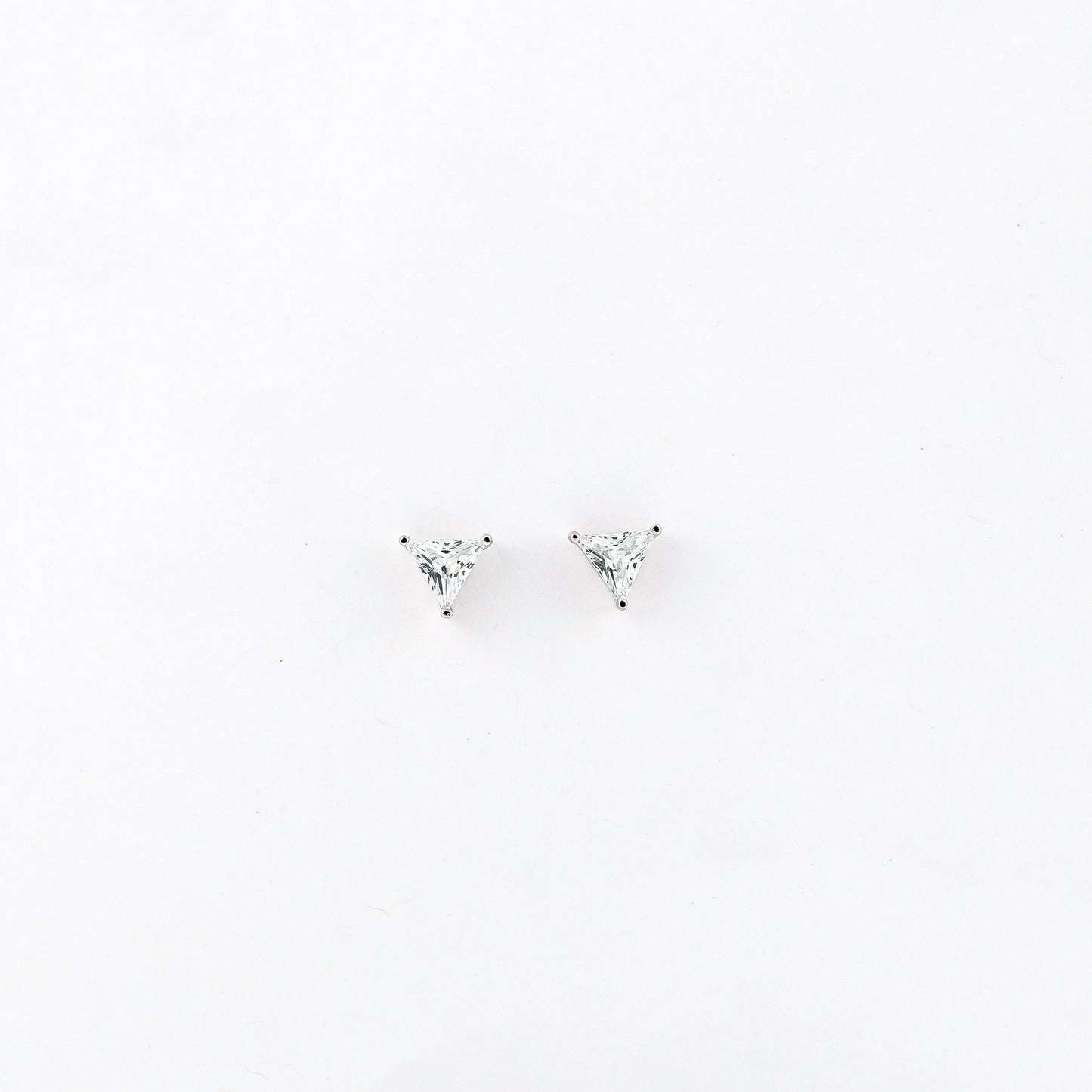 Silver Tri-Sparkle Solitaire Earrings