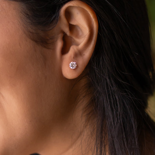 Silver Radiant round Solitaire Earrings
