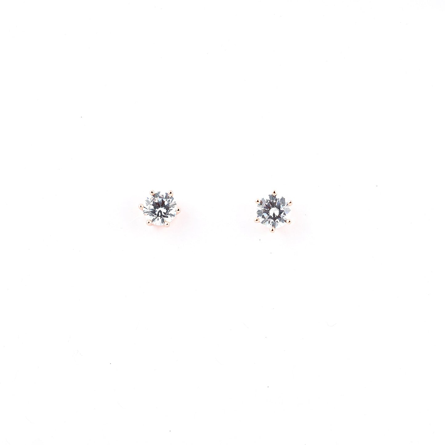 Rose Gold Radiant round Solitaire Earrings
