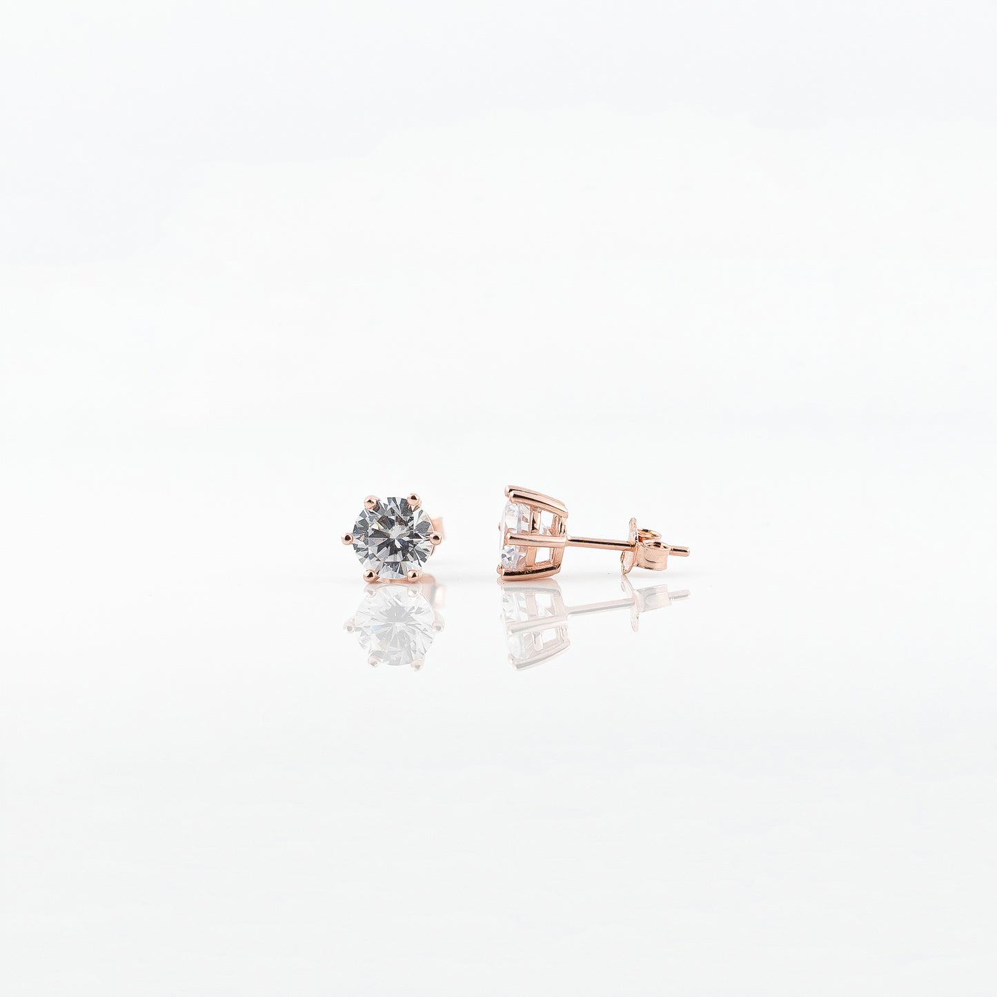 Rose Gold Radiant round Solitaire Earrings