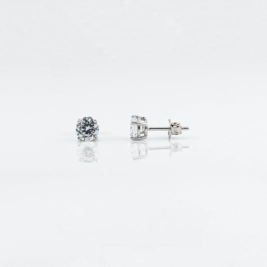 Silver Gleaming round Solitaire Earrings