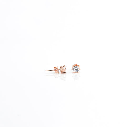 Rose Gold Gleaming round Solitaire Earrings