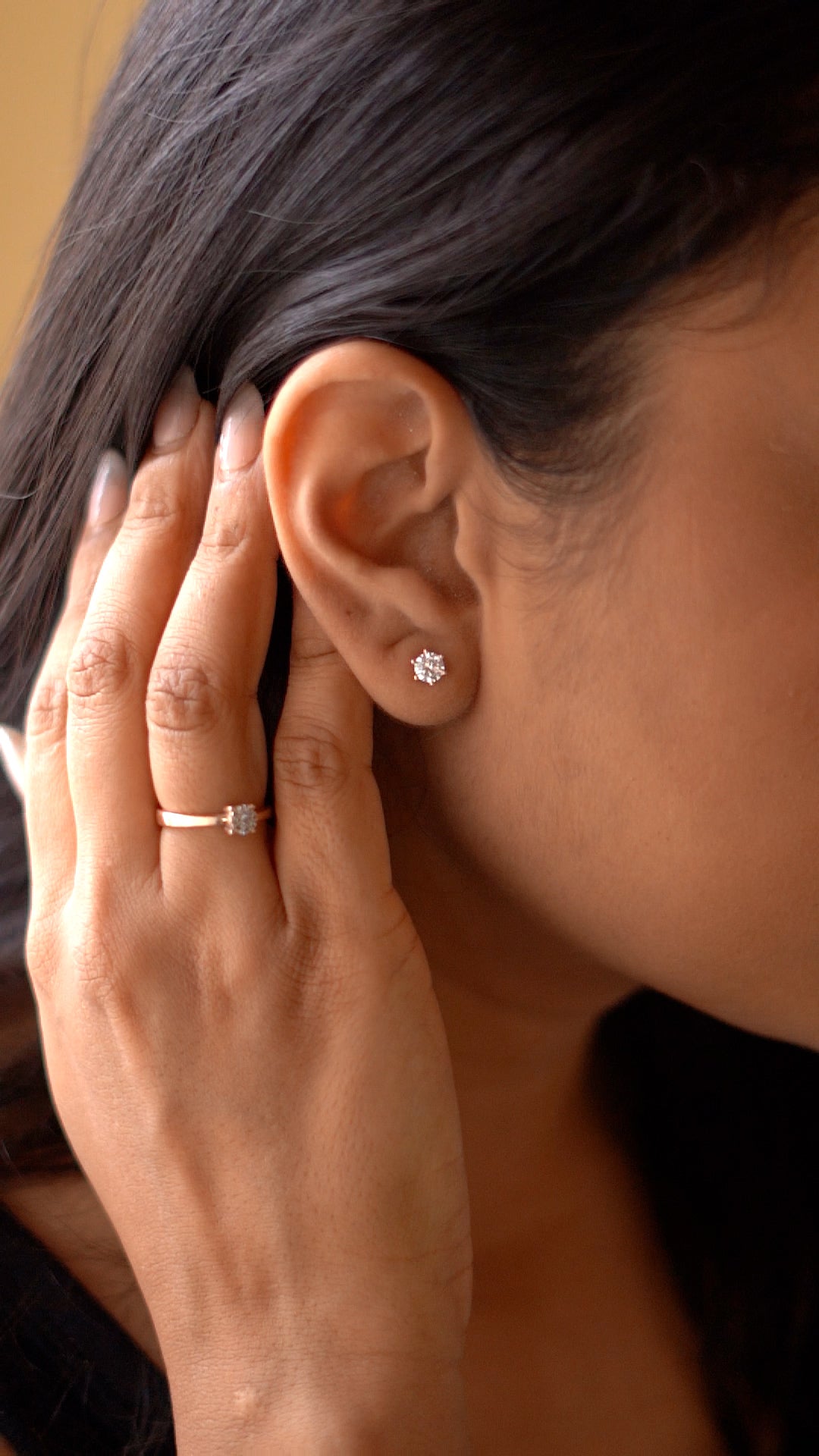 Rose Gold Radiant round Solitaire Earrings