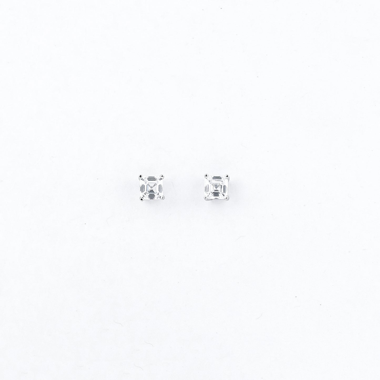 Silver Brilliant Square Solitaire Earrings