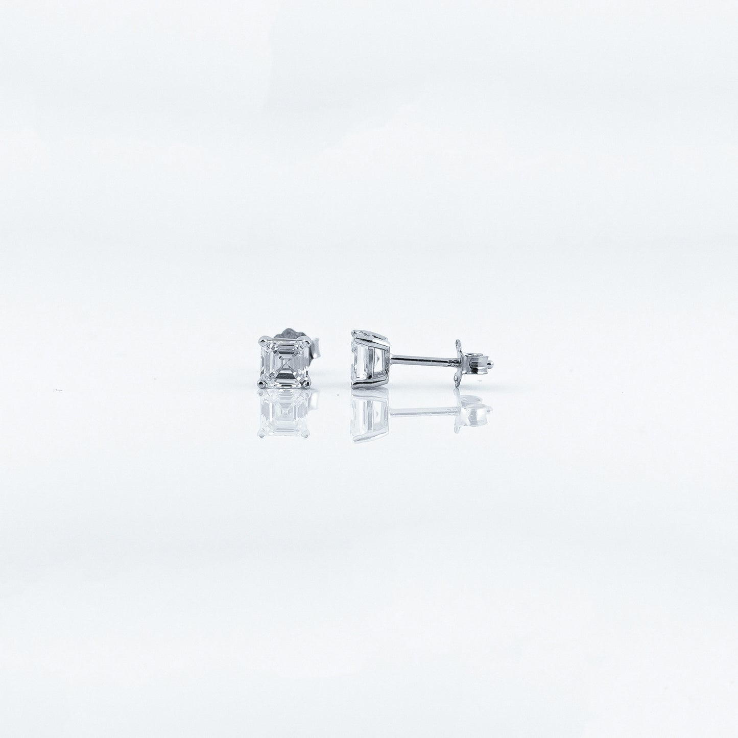 Silver Brilliant Square Solitaire Earrings