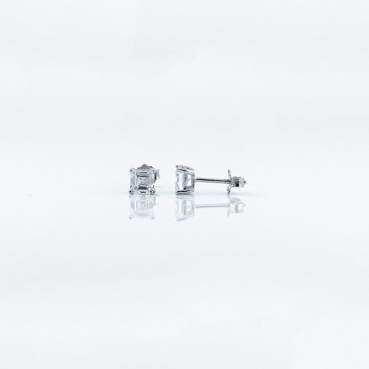 Silver Brilliant Square Solitaire Earrings