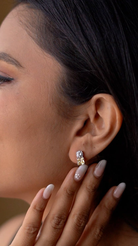 Silver Sunshine Solitaire Earrings