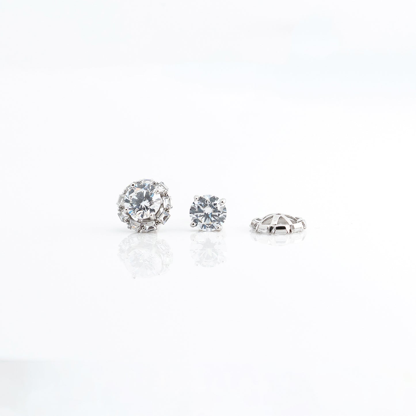 Silver White Detachable Stone Earrings